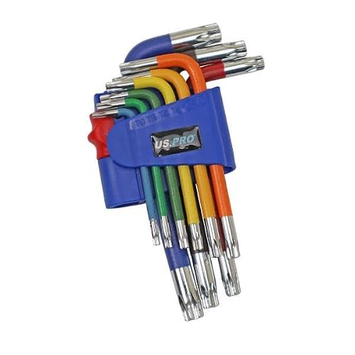 Us Pro Tools 9Pc Multicoloured Short Star Key Set T10 - T50 1635