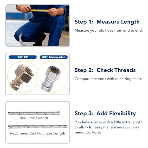 image for PLUMBINGMASTER 16'' Faucet Hose Connector, 3/8