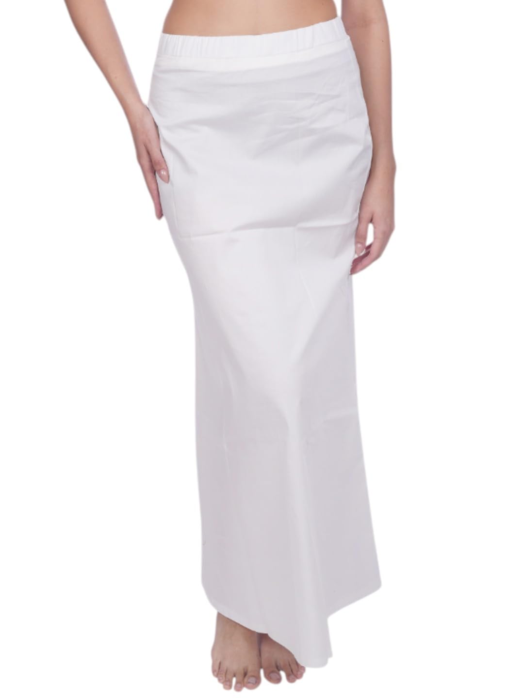 biyu Women's Solid Drawstring Best Slim Fit Thigh Slimmer Saree Shapewear Petticoat (White, XXL)-picture-23