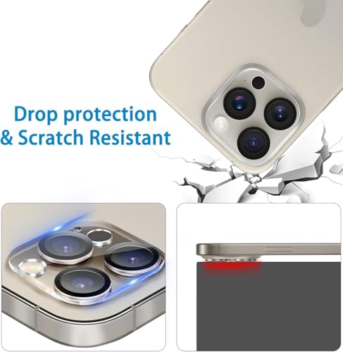 Image of Camera Lens Protector Compatible with iPhone 15 Pro (Pack of 3) | 9H Tempered Glass Camera Lens Guard | Scratch Resistant | HD Clear | Anti-Fingerprint | Easy Installation | Bubble Free