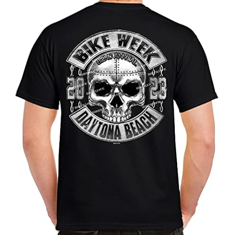 Biker Life Clothing 2023 Bike Week Daytona Beach Iron Chain Skull T-Shirt Black / 6XL / Regular Cover