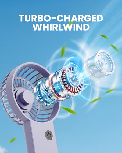 Image of Mini Portable Handheld & Desktop Fan with Phone Holder, 3-Speed Adjustment, Type-C Charging (Cable Included), Silent Compact Travel Fan for Office, Desk, Home & Outdoor Use (SAL-TF01 - Blue)