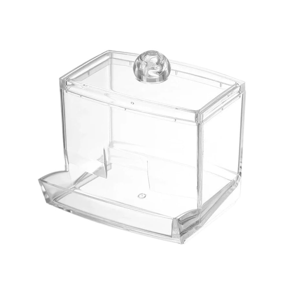Lianxibag Clear Acrylic Cotton Swab Makeup Storage Box Ball/Swabs Dispenser Bathroom Organizer Jar With Plastic Lids(Clear)
