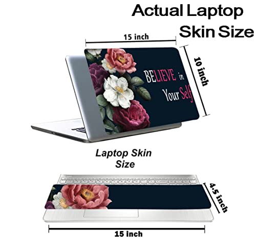 Image of Floral-D11 Top+Wrist Pad Vinyl Laptop Skin /Sticker /Cover for 15 to 15.6 Inches Laptops Laminated-Removable-HD Quality Compatible for Hp-Dell-Sony-Lenovo-Asus etc.(15x10 Inches)