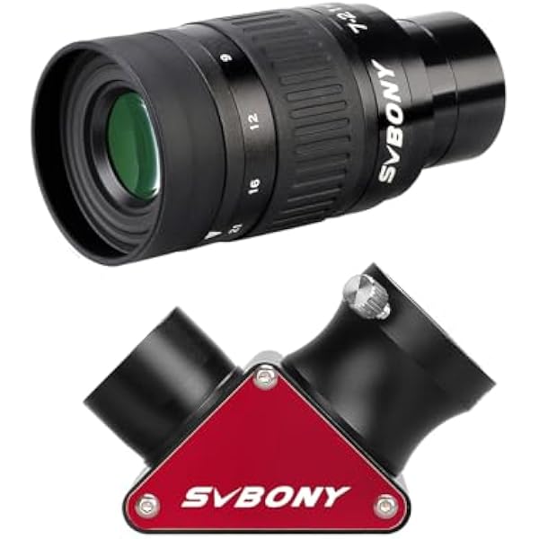 zoom teleskop okular akcesoria 1,25'' 7-21mm ogniskowa 50° 47° widok pola 18 mm 16,3 mm ulga oczu zenit dielektryczne lustro 99% odbicie astronomia planetarny księżycowy mars głębokie niebo wizualny