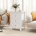 Giantex Nightstands Set of 2 with 3 Drawers, Wood White Night Stand Bedside Table w/Storage Drawer & Round Metal Knobs, Modern End Side Table for Dorm Bedroom Small Spaces, 14.5