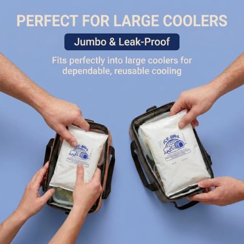 Image of ICE-BRIX Reusable Gel Ice Packs for Shipping, 10.25 x 8 x 1.5 in, 48 oz White (6 Pack) - Jumbo Cold Packs for Large Coolers, Frozen Food Shipping, Seafood, Meat & Perishables