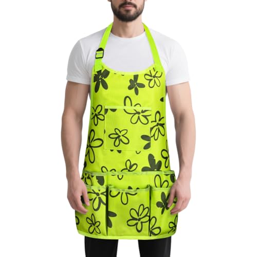 Alaoo Gärtnerschürze, 14 Taschen Oxford-Stoff Garten Schürze, wasserdichte verstellbar Schürze für Gartenarbeit, Kochen und Putzen