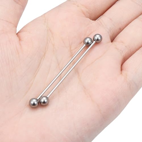 Dyknasz Titanium Industrial Piercing Jewelry 16g & 14g Internally Threaded Bar Earrings for Women & Men - Bar Length 35-40mm4