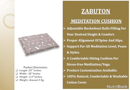 Image of Meditation | Yoga | Cushion | (Zabuton Mat) | Filled with Buckwheat Hulls |