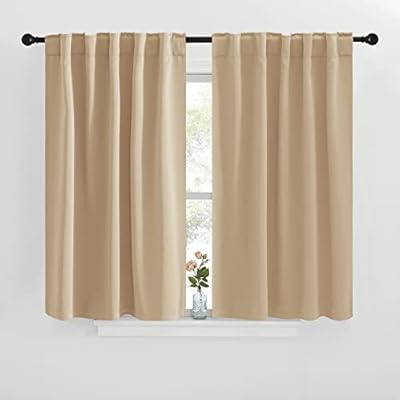 NICETOWN Window Treatment Curtains Room Darkening Drapes - (Biscotti Beige Color) 42 Width X 40 Drop Each Panel, 2 Panels Set, Curtains and Draperies for Kitchen