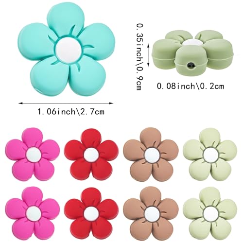 Image of 10 Pack Flower-Shaped Knitting Needle Point Protectors, Needle Stoppers, Multicolor, Knitting Accessories