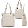 Women’s Canvas Book Tote Bag with Pockets Zipper for College Work Library Lightweight Handbag Purse - Image 4
