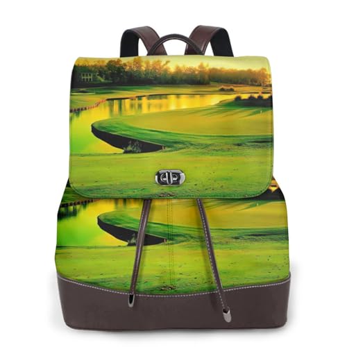 Sac à dos cuir imprimé golf noir pour ordinateur et voyage