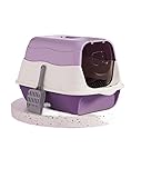 ChezMAX Cat Litter Box Cat Litter Tray with Lid Covered Large with Fully Enclosed Litter Pan Cat Toilet Cat Litter Tray with Cover Scoop