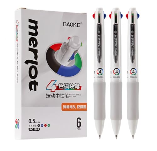 BaoKe PC1969 Bolígrafos retráctiles 4 en 1, 6 unidades miniatura 2