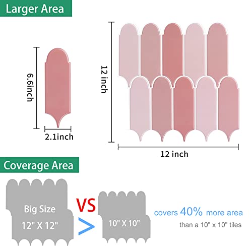 Atcoogus Peel And Stick Backsplash For Kitchen,Thicker Design Premium Feather Pink Peel And Stick Backsplash, Seamless Backsplash Tile For Bathroom,12"X 12"(10-Sheet Pink) #TOP6