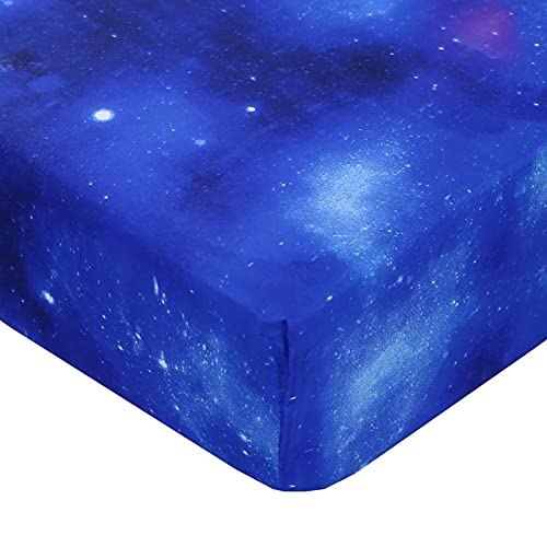 Sdiii 4Pcs Blue Galaxy Bedding Collection Twin Size Out Space Bedding Sheet Set With Flat & Fitted Sheet, Pillowcase For Boys, Girls And Kids #TOP1