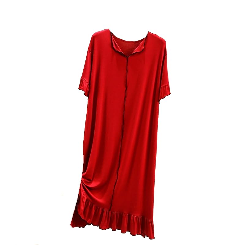 Robe chemise de nuit en coton doux col V ample pour femme du L au XXL