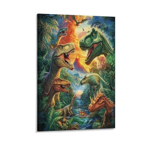 Dinosaure murale impression sur toile 30x45cm pour decoration chambre