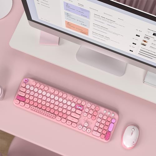 MOFII Wireless Keyboard and Mouse Combo, Cute Retro Typewriter Keyboard and Silent Mouse - image 7