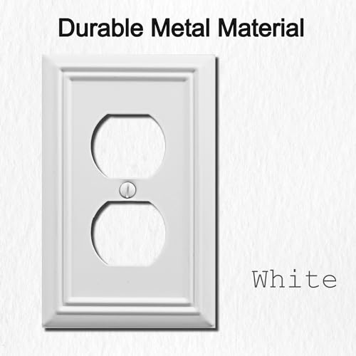 OKAWYC Single Duplex Outlet Cover Plate, 4-Pack White Adler Metal Wall Plate 1 Gang, Light Switch Cover, for Receptacle Light Switch, Switch Cover Decorative Wallplate, Durable by OKAWYC - Image 3