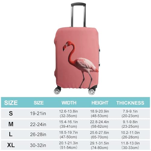 Flamingo on Skateboard Luggage Cover, Washable Elastic Suitcase Cover Protector Fit 18-32 Inch Luggage2