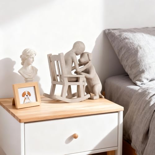 Figura decorativa de hombre y perro en resina pequeña miniatura 2