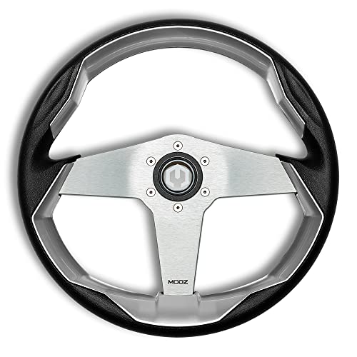 MODZ Zilker Golf Cart Steering Wheel with Adapter - Fits All EZGO Models - Silver and Silver