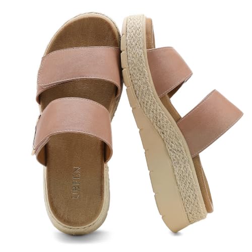Image of UBFEN Womens Platform Wedge Sandals Orthopedic Arch Support | Espadrille Slides, Comfortable Cushioned, Dressy for Summer Walking, Beach Vacation