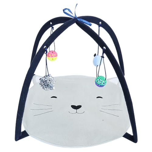 Centro de atividades interativo de ninho de gato com brinquedos para pendurar, tapete de barraca dob