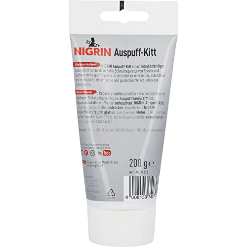 NIGRIN Uitlaatkit 200 ml, herstelt permanent scheuren en gaten, sluit schade door plekken, 200 g - Image 6