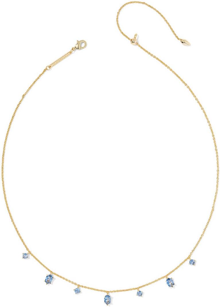 Kendra Scott Womens Cailin Delicate Strand Necklace Gold Blue Violet Crystal One Size,