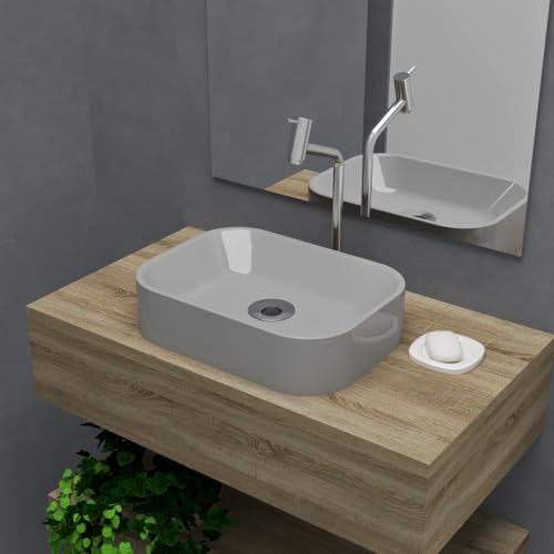 Cuba Pia De Apoio Retangular 36x27cm Luna Cinza Para Banheiro