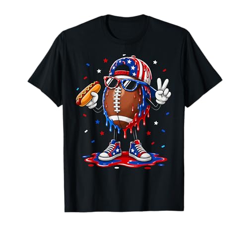 Football Drip Ice Cream Boys Football Youth American Flag T-Shirt