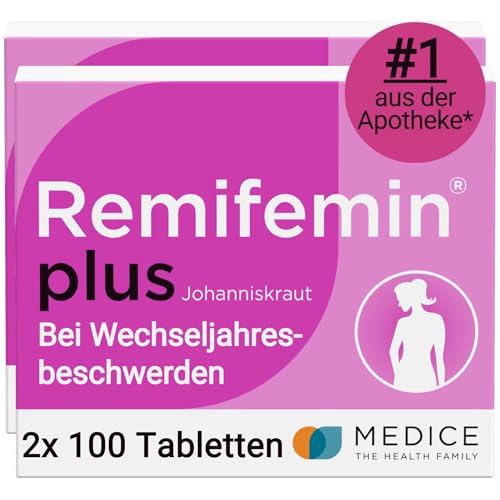 Remifemin plus Johanniskraut 2x 100 Tabletten bei starken & betont seelischen Wechseljahresbeschwerden - hormonfrei - pflanzliches Arzneimittel