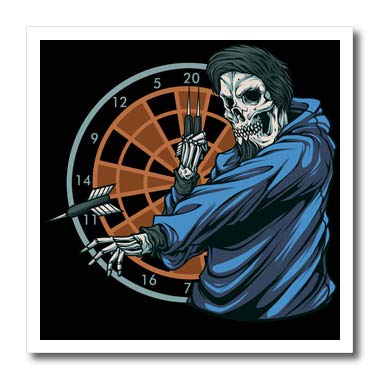 3dRose Sven Herkenrath Horror Skull with Arrow and Dartboard for Darts Player (ht-333573-1) Iron on Heat Transfer, Multicolor