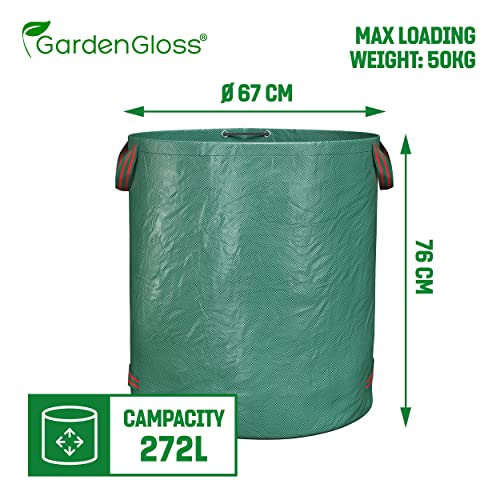 GardenGloss® Garden Waste Bags Heavy Duty with Handles (3pcs) - 272L High Capacity Garden Bag - UV Stable and Water Repellent - Reusable 2 GardenGloss® Garden Waste Bags Heavy Duty with Handles (3pcs) - 272L High Capacity Garden Bag - UV Stable and Water Repellent - Reusable - Image 2