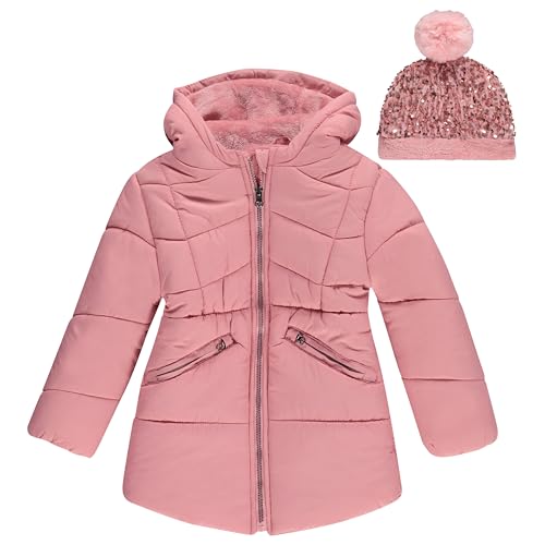 BTween Girls Puffer Jacket, Warm and Lightweight Winter Coat, Water-Resistant, Hooded Outerwear for Kids