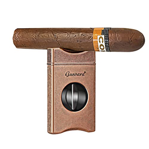 Coupe-cigare en forme de V avec lame en acier inoxydable argenté et support pour cigares (or rose)