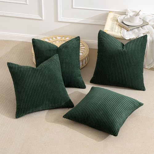 Image of MIULEE Soft Corduroy Decorative Throw Pillow Covers Army Green 20x20