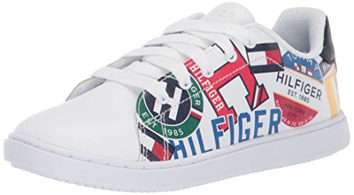 Tommy Hilfiger Kid's Iconic Court Sneaker, Multi/White, 2 Child US Little Kid