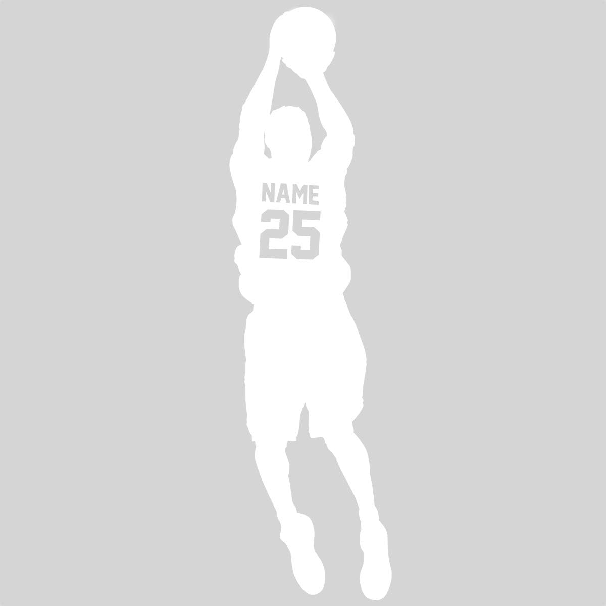 VWAQ Basketball Name Decals for Boys Room - Personalized Sports Vinyl Sticker Custom Kids Room Decor - CS14 (60" H X 16" W, White)