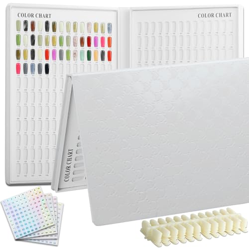 C12rtive 308 colori Nail Swatches Book, Nail Art Nails Colour Display Book con 360 Nail Tips e 1-400 numeri adesivi, Nail Chart Display Book professionale per...