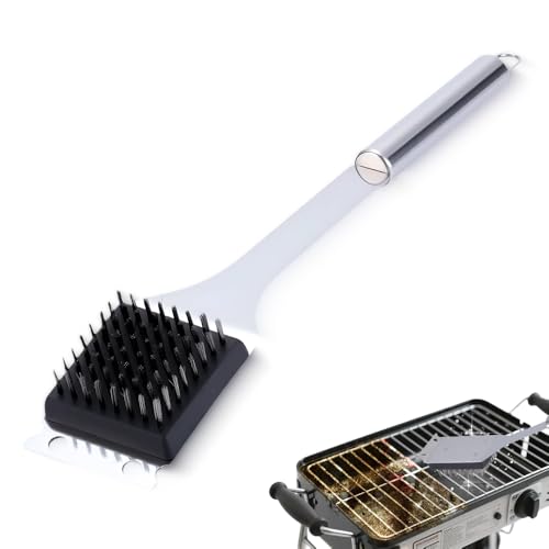 Brosse Barbecue 2 en 1 Multifonctionnelle avec Grattoir Métallique pour Nettoyage en Profondeur des Grilles
