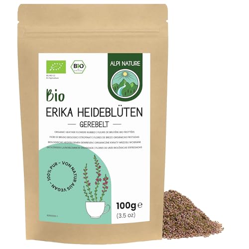 Alpi Nature Flores de Brezo Seco Orgánico 100g, bio Flores de Brezo Frotadas para Preparación de Té