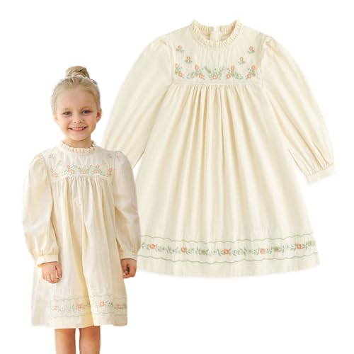 Curipeer Baby Girls Long Sleeve Flora Toddler Girls Cotton Casual Outfit Dress 12M-8Y