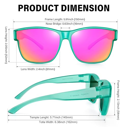Image of URUMQI Polarized Sunglasses Fit Over Glasses for Men Women, Oversized Square Sun Glasses UV400 Protection