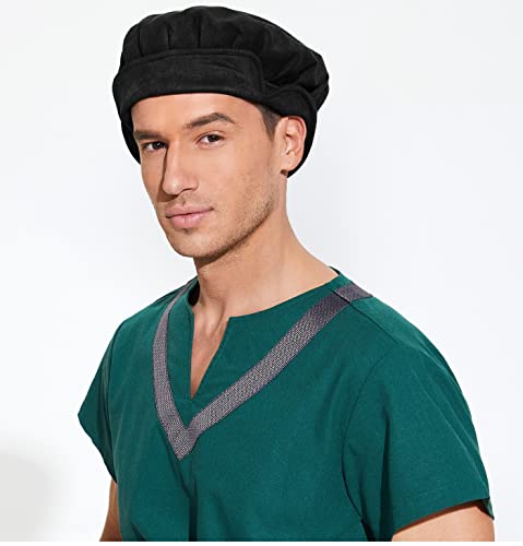 image for KUOIN Soft Suede Warm Renaissance Festival Hat Cap Medieval Beret Cost