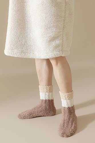 Image of Fuzzy Socks Super Soft,Cozy Soft Fluffy Cute Slipper Socks Sleeping Warm Socks For Women And Men(Light yellow /Pink /Brown)